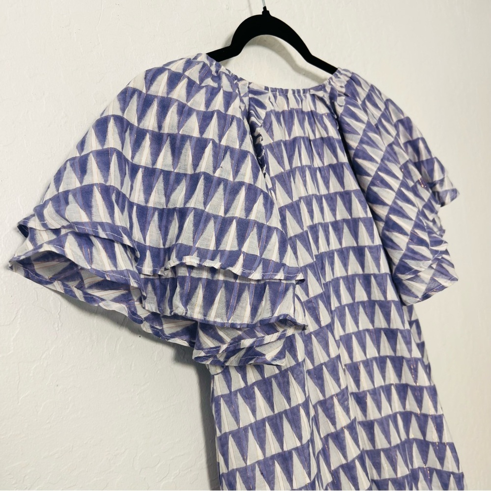Cleobella Lavender & White Printed Flutter-Sleeve Tiered Dress - Picture 14 of 14